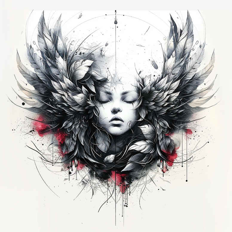 wings tattoo design ideas Surrealism vibrant contrasts skybound form meaning resilience
