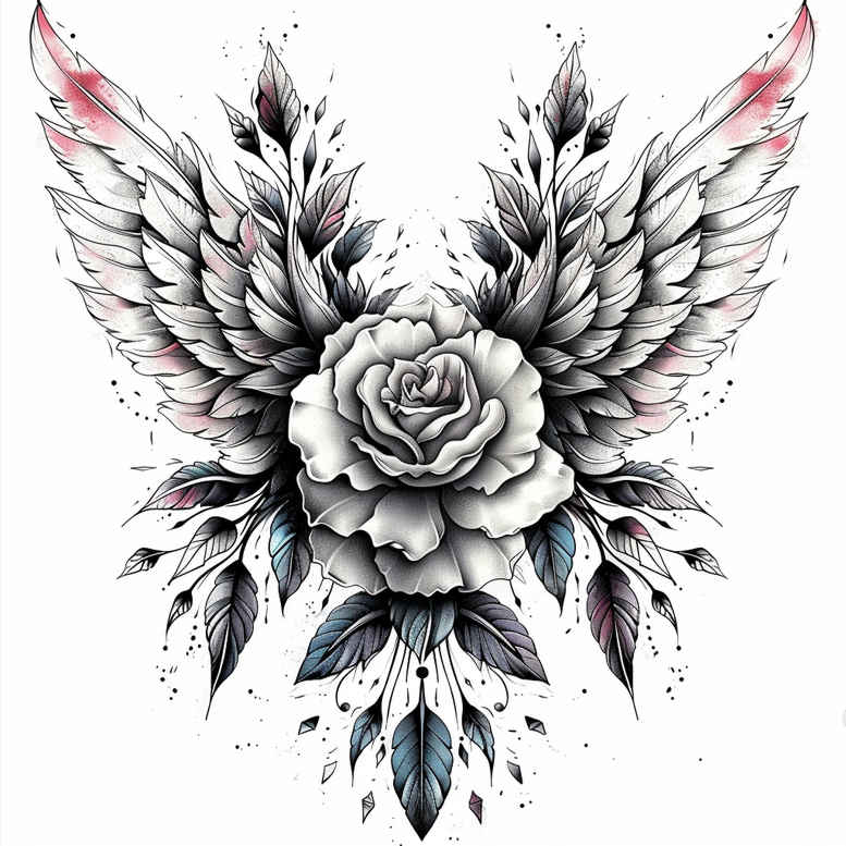 wings tattoo design ideas glowing soaring linework for neck