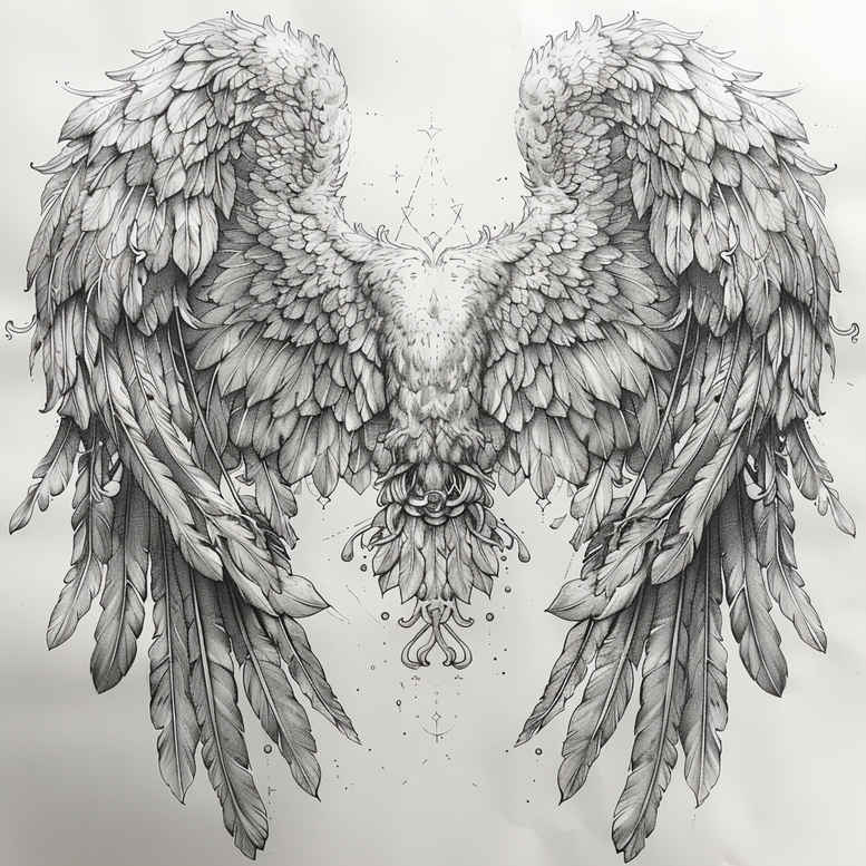 wings tattoo design ideas Surrealism dreamlike soaring linework symbol of perseverance