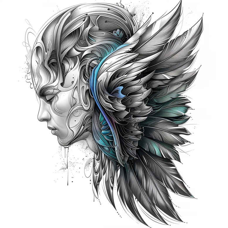 wings tattoo design ideas bold color soft span embodying determination