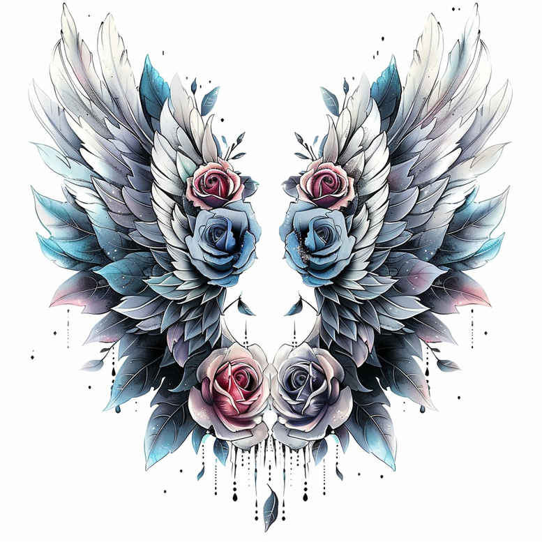 wings tattoo design ideas Realism detailed rendering wind motion for back