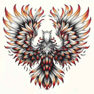 transcendence-motif-wings-tattoo – tattoo design ideas free ai generated – neotraditional-bold-highlights – for-lower-thigh – Gallery: wings-inkby-ai
