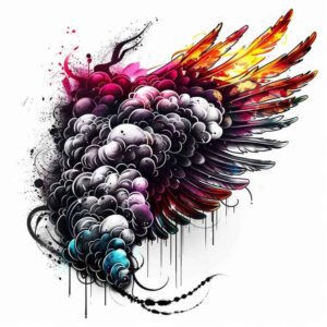 transcendence-motif-wings-tattoo – tattoo design ideas free ai generated – neotraditional-dynamic-composition – for-ankle – Gallery: wings-inkby-ai