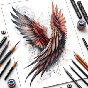 transcendence-motif-wings-tattoo – tattoo design ideas free ai generated – realism-digital-realism – for-upper-back – Gallery: wings-inkby-ai