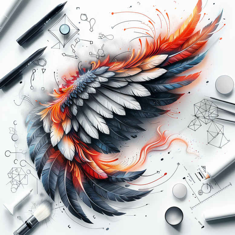 transcendence-motif-wings-tattoo – tattoo design ideas free ai generated – realism-visual-accuracy – for-behind-ear – Gallery: wings-inkby-ai