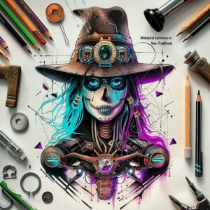 3d-witch-tattoo – tattoo design ideas free ai generated – bleak – for-upper-shoulder – Gallery: witches-inkby-ai