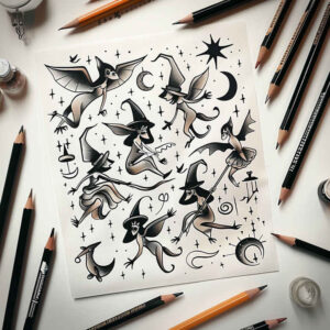 3d-witch-tattoo – tattoo design ideas free ai generated – broken – for-stomach – Gallery: witches-inkby-ai
