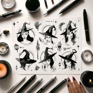 3d-witch-tattoo – tattoo design ideas free ai generated – strange-laughter – for-lower-back – Gallery: witches-inkby-ai