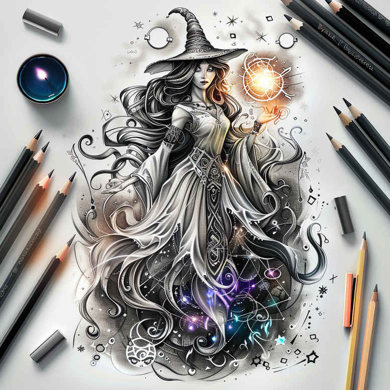 alchemy-motif-tattoo – tattoo design ideas free ai generated – grim – for-side-torso – Gallery: witches-inkby-ai