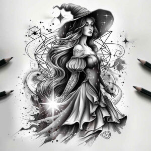 alchemy-motif-tattoo – tattoo design ideas free ai generated – stitched – for-back – Gallery: witches-inkby-ai