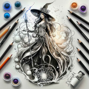 ancient-knowledge-tattoo – tattoo design ideas free ai generated – decaying – for-lower-thigh – Gallery: witches-inkby-ai