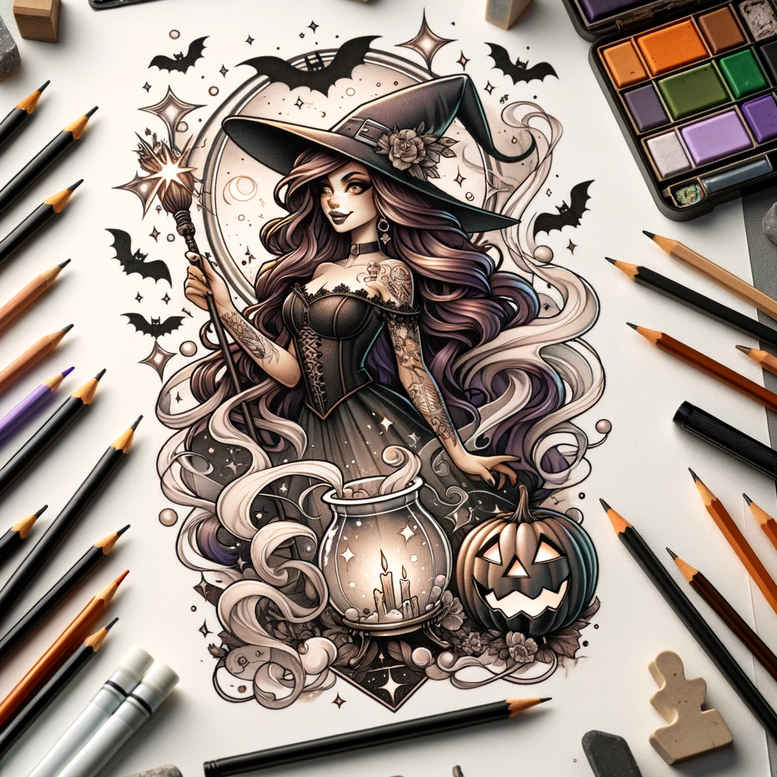 ancient-knowledge-tattoo – tattoo design ideas free ai generated – disturbing – for-temple – Gallery: witches-inkby-ai