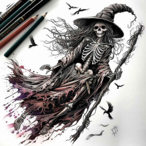 artistic-detail-tattoo – tattoo design ideas free ai generated – creepy – for-hip – Gallery: witches-inkby-ai