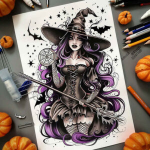 artistic-detail-tattoo – tattoo design ideas free ai generated – hellfire – for-behind-ear – Gallery: witches-inkby-ai