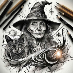 artistic-detail-tattoo – tattoo design ideas free ai generated – unnatural – for-hand – Gallery: witches-inkby-ai
