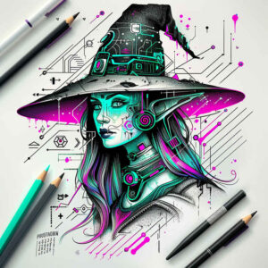 darkness-motif-tattoo – tattoo design ideas free ai generated – haunting – for-shoulder-blade – Gallery: witches-inkby-ai