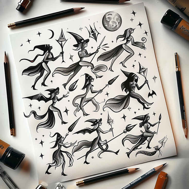 darkness-motif-tattoo – tattoo design ideas free ai generated – ominous – for-lower-back – Gallery: witches-inkby-ai
