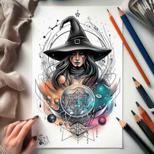 fire-motif-tattoo – tattoo design ideas free ai generated – horror – for-spine – Gallery: witches-inkby-ai