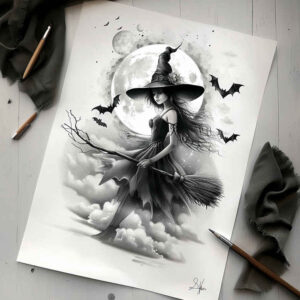 fire-motif-tattoo – tattoo design ideas free ai generated – moody – for-upper-thigh – Gallery: witches-inkby-ai