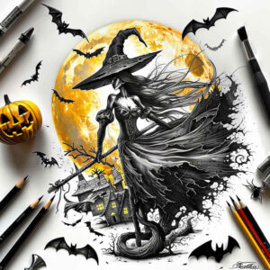 for-women – tattoo design ideas free ai generated – haunting – for-foot – Gallery: witches-inkby-ai