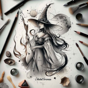 herbs-motif-tattoo – tattoo design ideas free ai generated – ancient-curse – for-upper-back – Gallery: witches-inkby-ai
