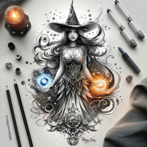 herbs-motif-tattoo – tattoo design ideas free ai generated – faded – for-behind-ear – Gallery: witches-inkby-ai