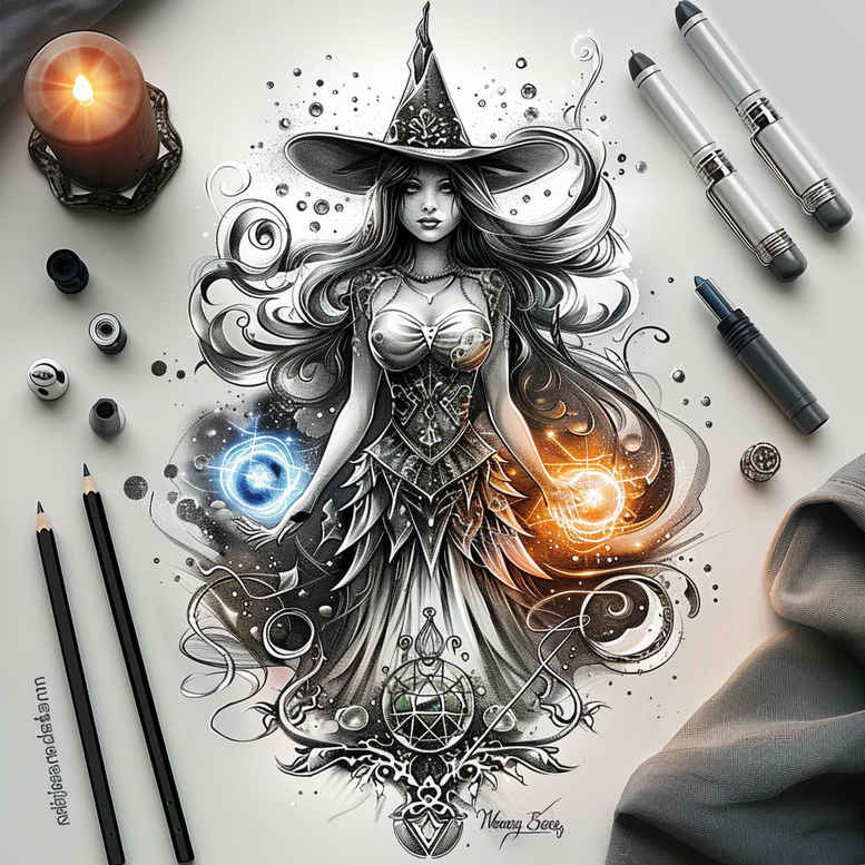 herbs-motif-tattoo – tattoo design ideas free ai generated – faded – for-behind-ear – Gallery: witches-inkby-ai
