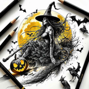 herbs-motif-tattoo – tattoo design ideas free ai generated – mystic – for-biceps – Gallery: witches-inkby-ai