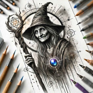 legend-motif-tattoo – tattoo design ideas free ai generated – distorted – for-wrist – Gallery: witches-inkby-ai