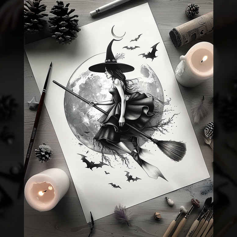 legend-motif-tattoo – tattoo design ideas free ai generated – spooky – for-ribs – Gallery: witches-inkby-ai