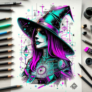 light-effect-tattoo – tattoo design ideas free ai generated – macabre – for-lower-arm – Gallery: witches-inkby-ai