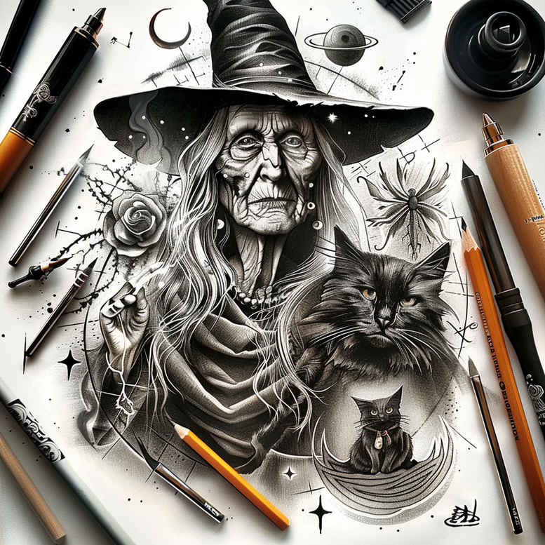 light-effect-tattoo – tattoo design ideas free ai generated – phantom – for-upper-chest – Gallery: witches-inkby-ai