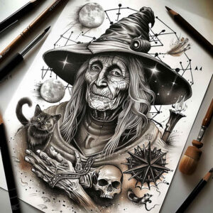 light-effect-tattoo – tattoo design ideas free ai generated – sacrifice – for-collarbone – Gallery: witches-inkby-ai