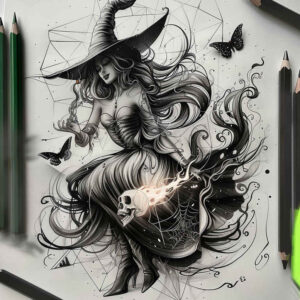 magic-and-spells-tattoo – tattoo design ideas free ai generated – despair – for-upper-shoulder – Gallery: witches-inkby-ai