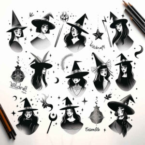 magic-and-spells-tattoo – tattoo design ideas free ai generated – midnight – for-shin – Gallery: witches-inkby-ai