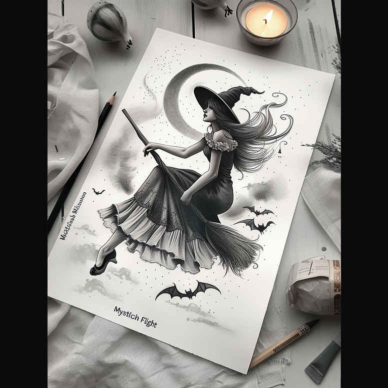magic-and-spells-tattoo – tattoo design ideas free ai generated – spectral – for-neck – Gallery: witches-inkby-ai
