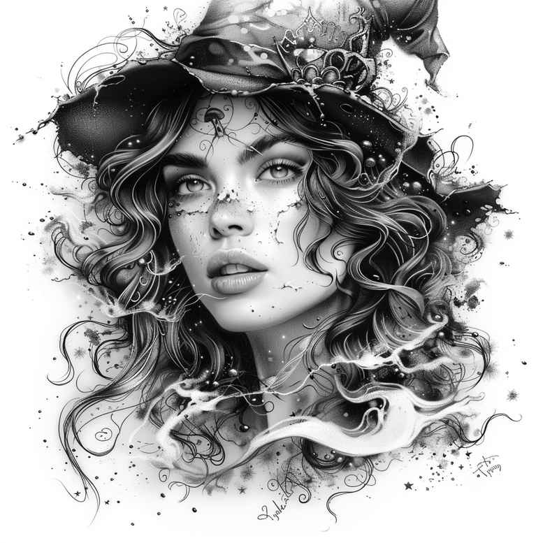 moon-motif-tattoo – tattoo design ideas free ai generated – bizarre – for-lower-chest – Gallery: witches-inkby-ai