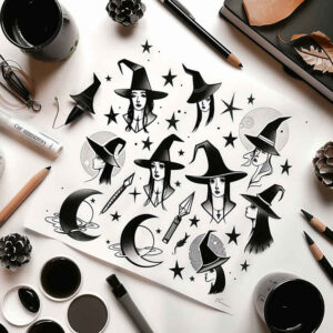 moon-motif-tattoo – tattoo design ideas free ai generated – gloomy – for-back-of-neck – Gallery: witches-inkby-ai