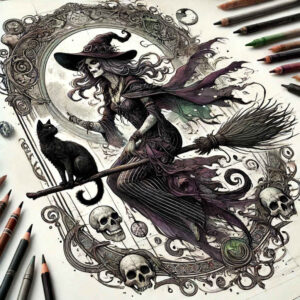 moon-motif-tattoo – tattoo design ideas free ai generated – melting – for-foot – Gallery: witches-inkby-ai