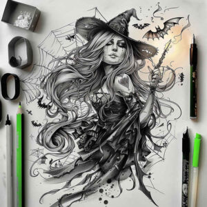moon-motif-tattoo – tattoo design ideas free ai generated – reflection – for-knee – Gallery: witches-inkby-ai