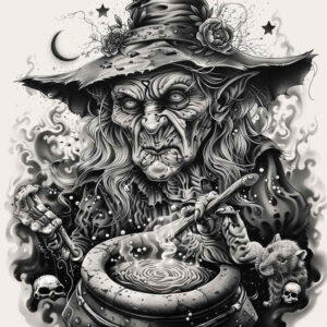 moon-motif-tattoo – tattoo design ideas free ai generated – uncanny – for-shin – Gallery: witches-inkby-ai