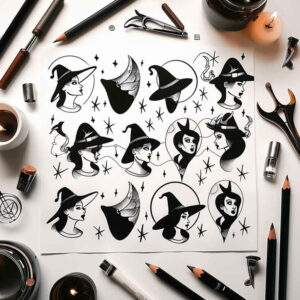 moon-tattoo – tattoo design ideas free ai generated – grimace – for-scapula – Gallery: witches-inkby-ai
