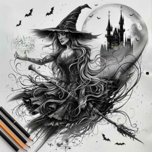 moon-tattoo – tattoo design ideas free ai generated – invisible-entity – for-scapula – Gallery: witches-inkby-ai