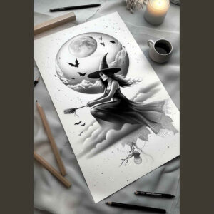 moon-tattoo – tattoo design ideas free ai generated – melting – for-neck – Gallery: witches-inkby-ai