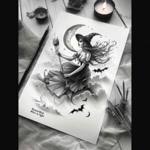 motion-witch-tattoo – tattoo design ideas free ai generated – empty – for-ribs – Gallery: witches-inkby-ai