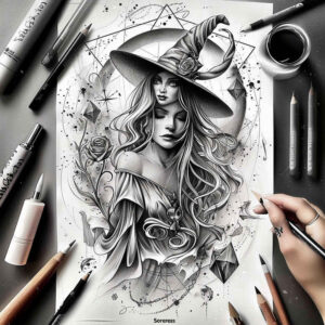 mystery-and-magic-tattoo – tattoo design ideas free ai generated – chilling – for-foot – Gallery: witches-inkby-ai