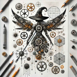 mystery-and-magic-tattoo – tattoo design ideas free ai generated – distorted – for-sternum – Gallery: witches-inkby-ai