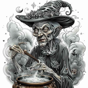 mystery-and-magic-tattoo – tattoo design ideas free ai generated – foggy – for-forearm – Gallery: witches-inkby-ai