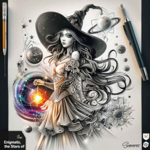 mystery-and-magic-tattoo – tattoo design ideas free ai generated – hellish – for-stomach – Gallery: witches-inkby-ai