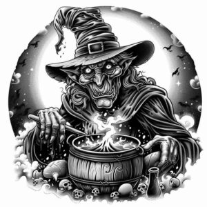 mystery-and-magic-tattoo – tattoo design ideas free ai generated – murky – for-lower-back – Gallery: witches-inkby-ai